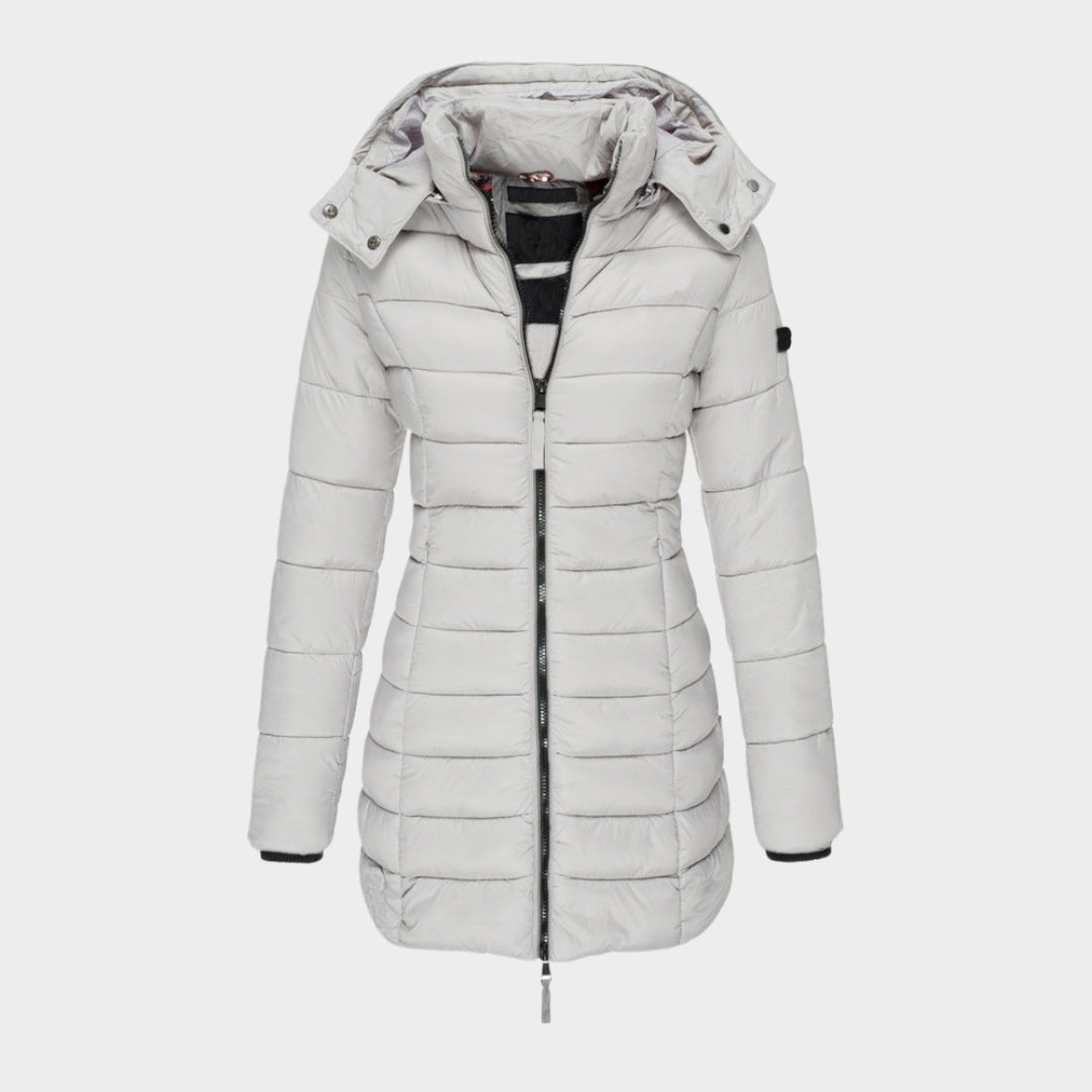 Women’s Cotton Padded Winter Coat - Slim Hooded Parka with Zipper, Warm Long Sleeve Jacket, Army Green, Black, and More