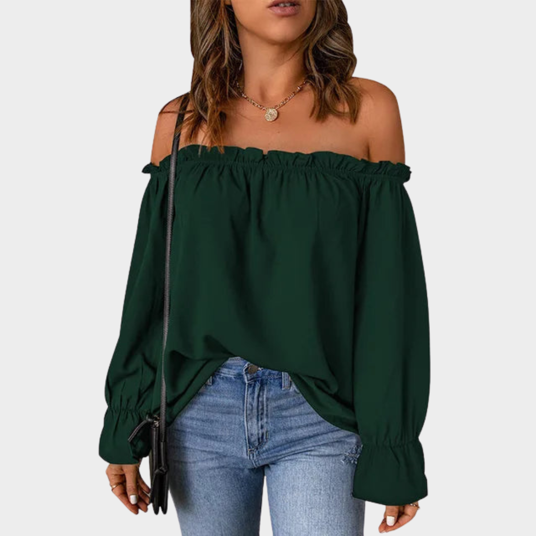 Women’s Off Shoulder Blouse – One Neck Pleated Pullover Top with Relaxed Fit – Lightweight Solid Colour Casual Blouse – Multiple Colours