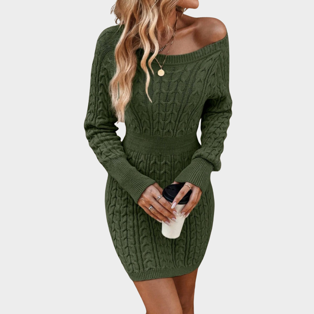 Women Knitted Sweater Dress – O-Neck Long Sleeve Mini Slim Fit Casual Pullover – Soft Knit Material – Multiple Colours