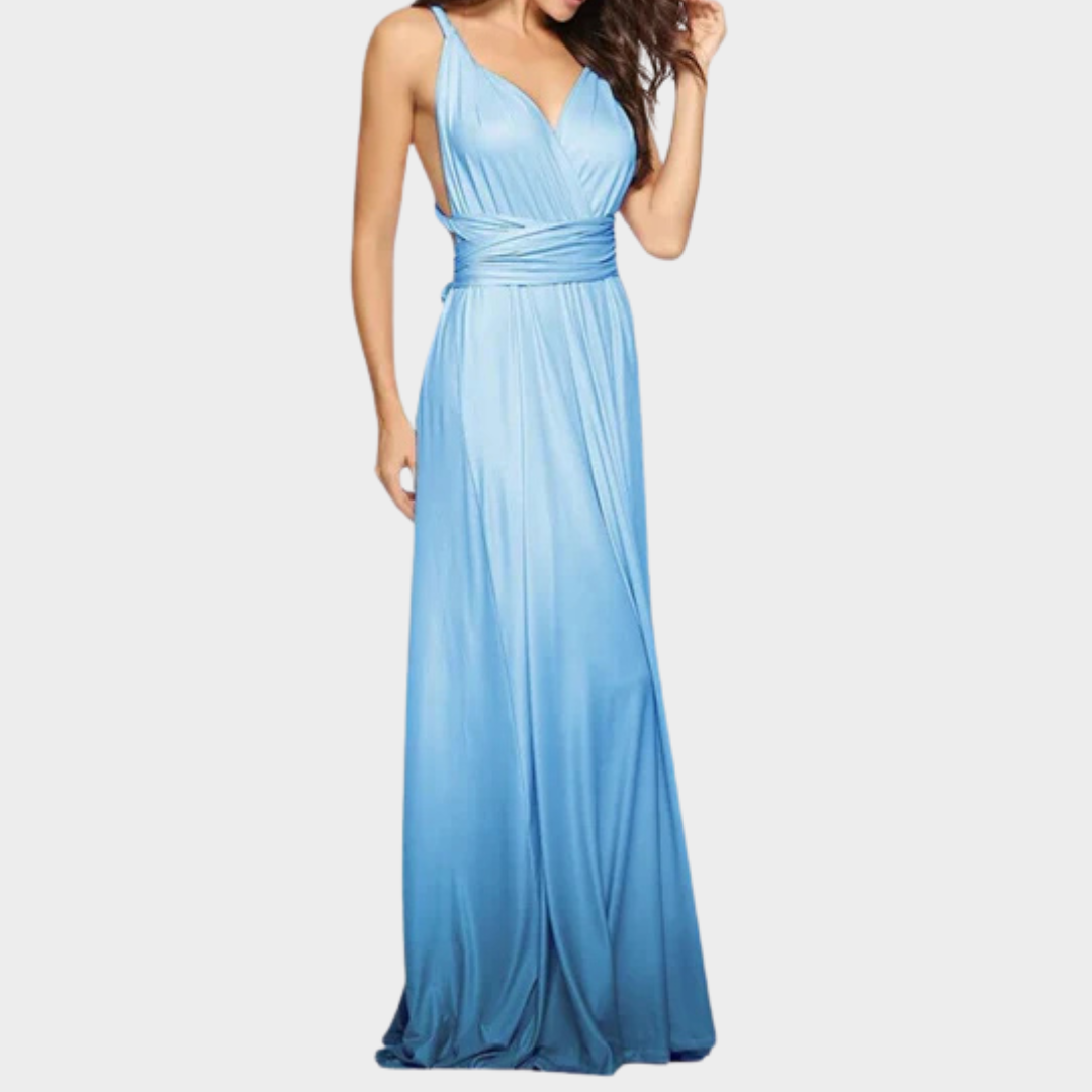 Women's Long Sleeveless Bandage Dress – Infinity Wrap Style – Solid Colour – Elegant Fit – Soft Stretch Fabric – Multiple Colours