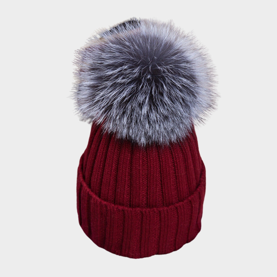 Women’s Warm Winter Beanie – Faux Fur Pom Pom Knit Ski Cap in Multiple Colors