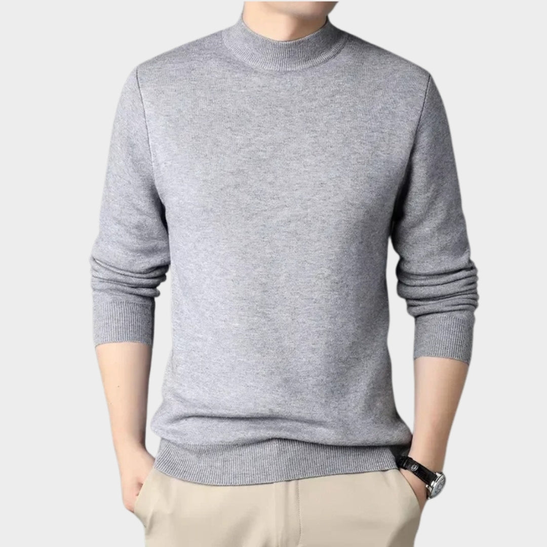 Men's Cashmere Knitted Sweater – Half Turtleneck Slim Fit - Multiple colours