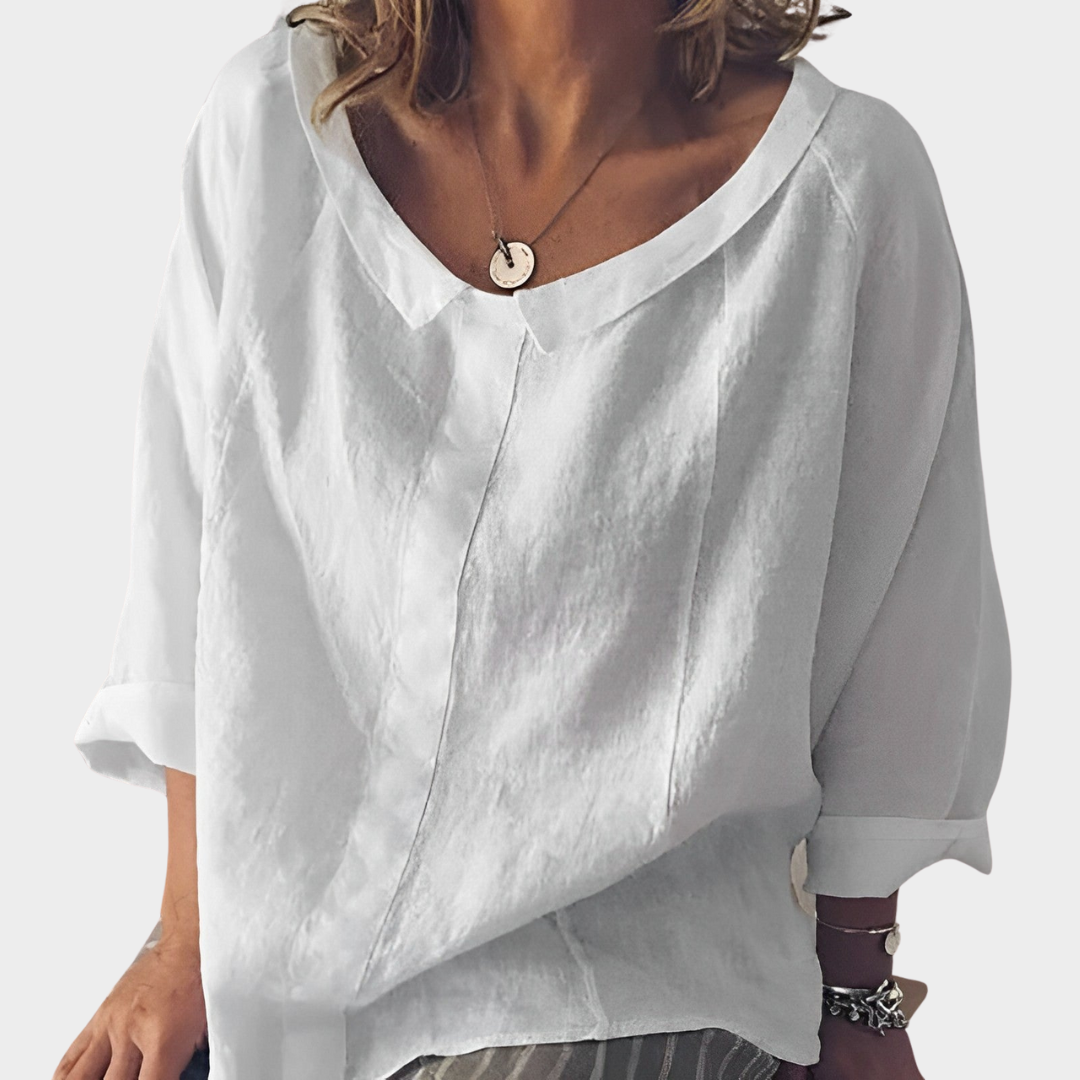 Women's Long Sleeve Cotton Shirt – Turn-Down Collar Casual Loose Fit – Multiple Colours