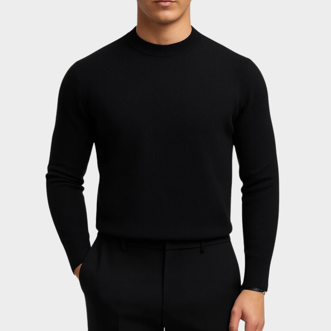 Men’s Slim Knit Wool Sweater – Tailored Fit Pullover with Solid Pattern and Warm High-Quality Wool – Multiple Colours