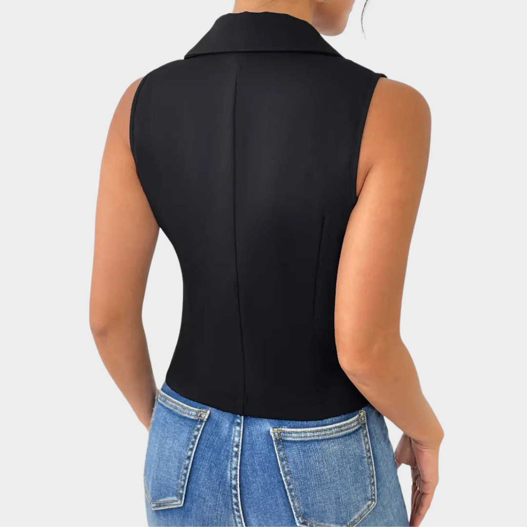 Women's Blouse – Elegant Long Sleeve – Button-Up – Classic Collar – Cotton Blend – Black