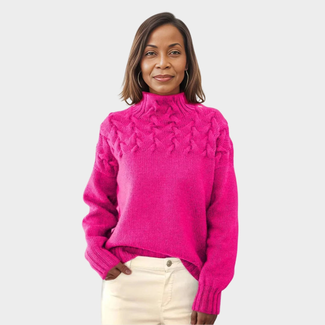 Thick Women’s Turtleneck Sweater Oversized Knit Jumper Relaxed Fit - Red, Dark Pink, Pink, and More