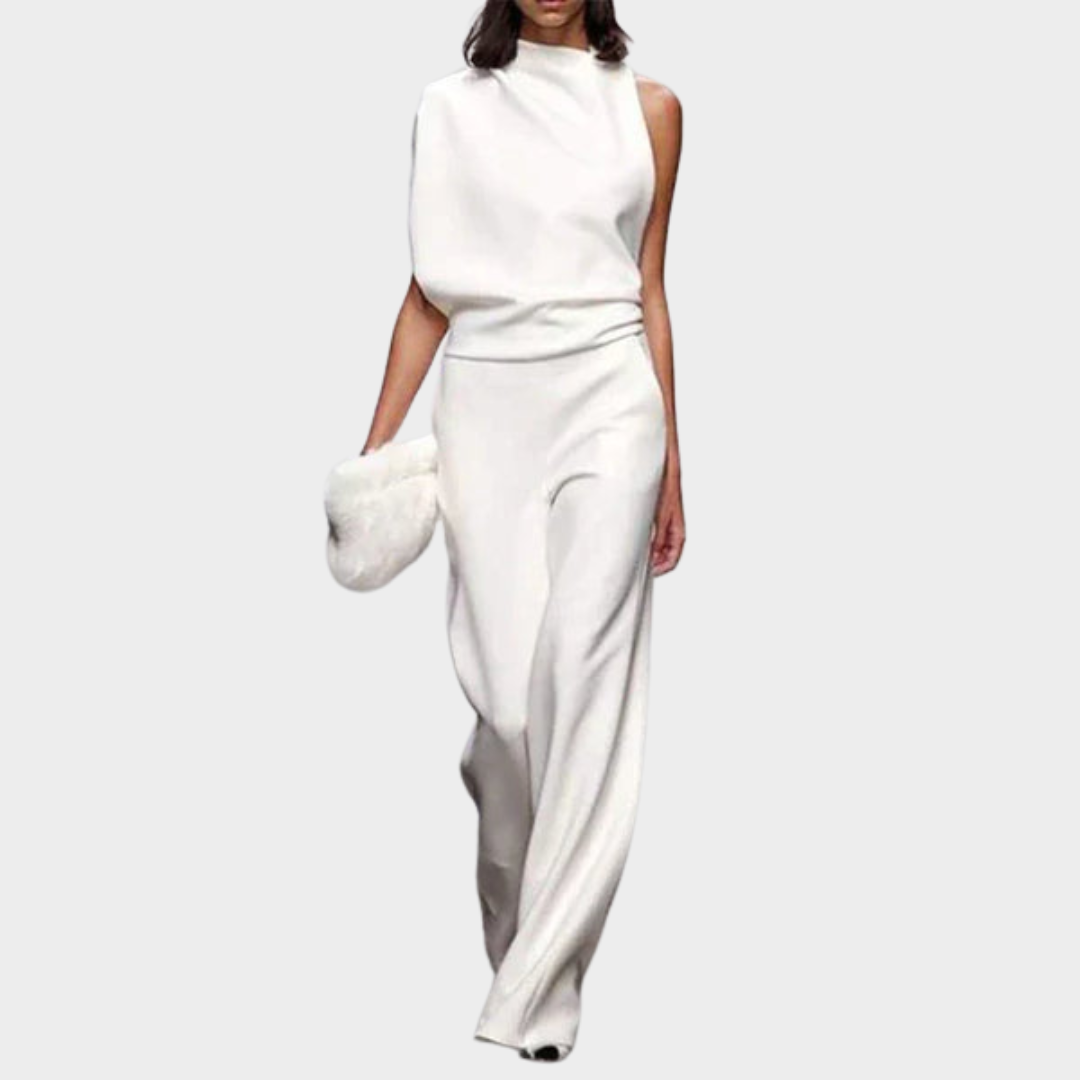 Women's Sleeveless Jumpsuit – Stand Collar – Elegant Backless Design – Multiple Colours