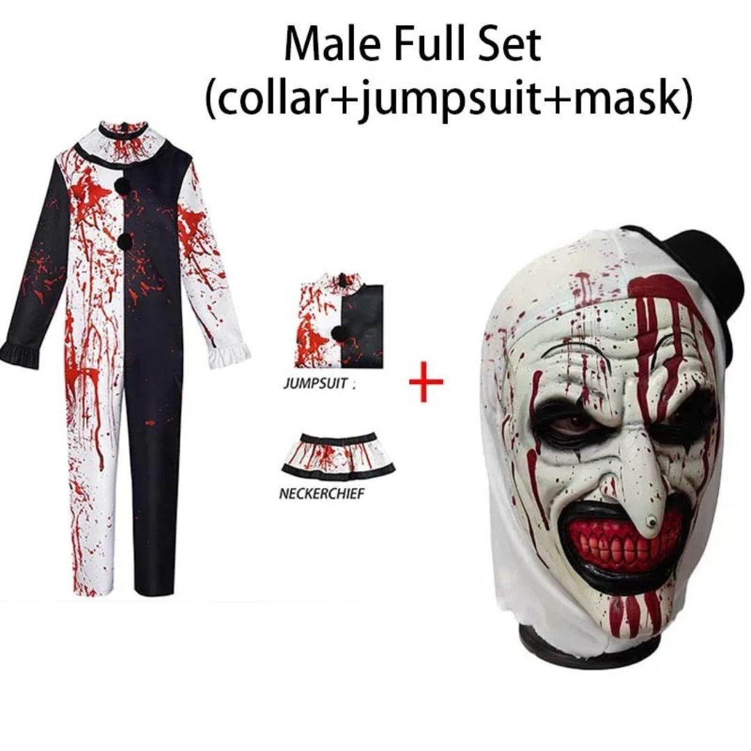 Men Art the Clown Halloween Costume – Horror Cosplay Jumpsuit with Full Set Options – Terrifier 3 Killer Clown Party Outfit
