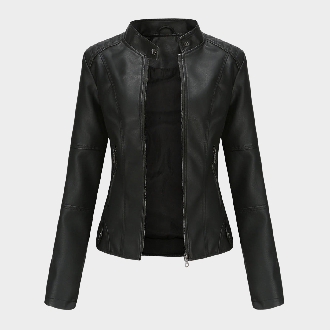Women's Faux Leather Moto Jacket - Biker Style - Zip-Up - Multiple Colours