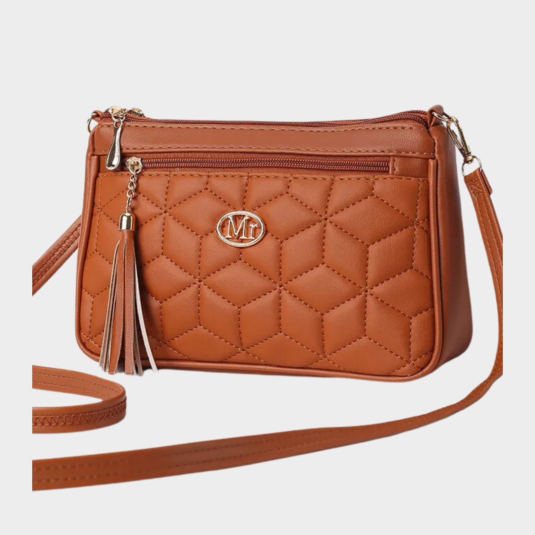 Double Zipper Crossbody Bag for Women - Fashion PU Shoulder Bag with Tassel Detail in Multiple Colors