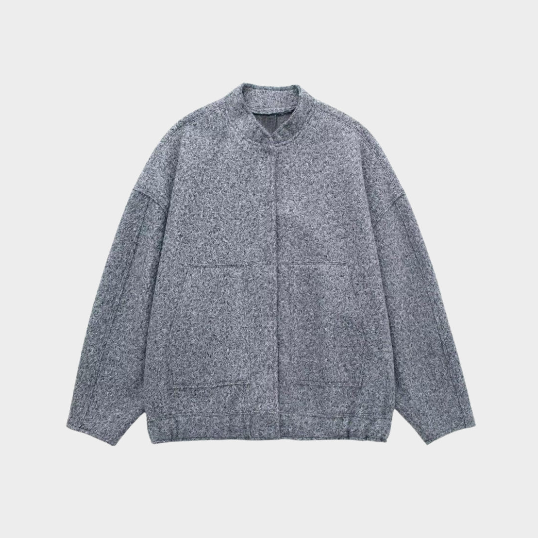 Women’s Oversized Coat – Round Neck, Pocket Detail, Long Sleeve, Casual, Black, Green, and More