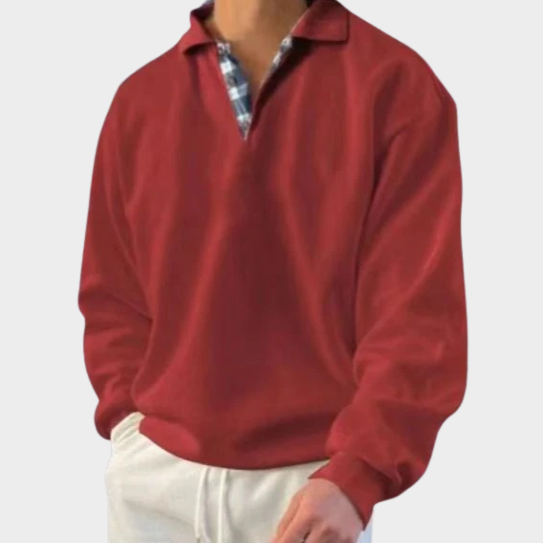 Men’s Plaid Pullover Sweatshirt – Long Sleeve Casual Fit – Soft Cotton Blend – Multiple Colours