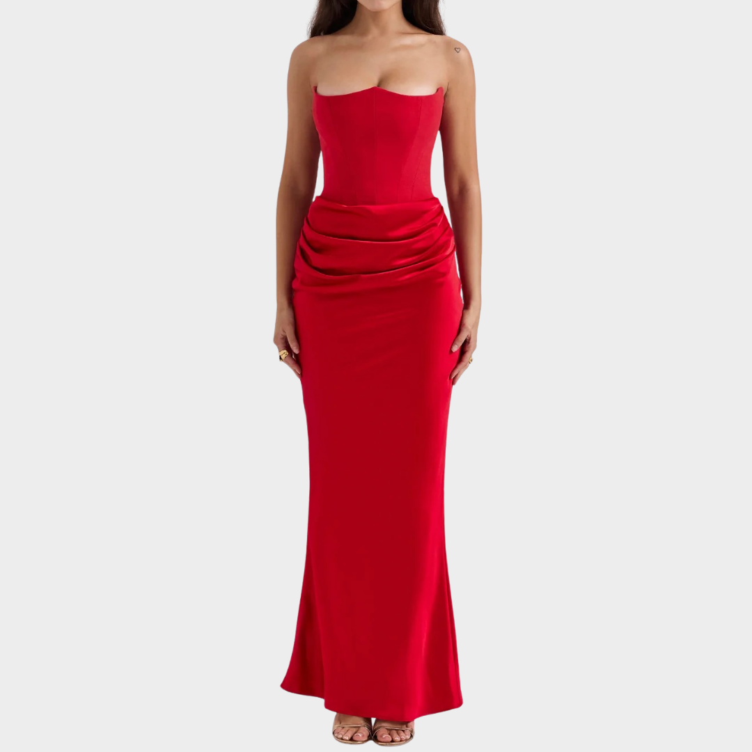Women’s Long Dress – Strapless Patchwork Design – Sleeveless Backless Slim Fit – Mermaid Evening Gown – Multiple Colours