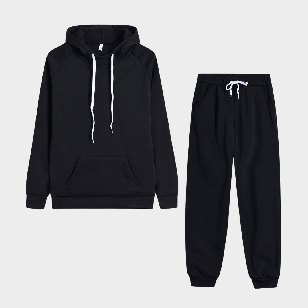 Autumn Winter Women's Tracksuit Set - Hoodie and Fleece Pants Outfit, Casual Jogging Clothes (Khaki, Black, Grey and Pink)
