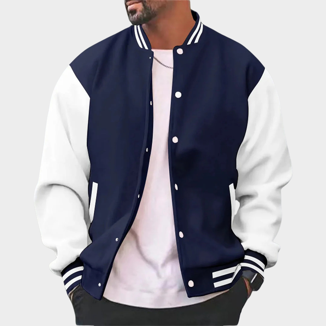 Men's Classic Baseball Jacket – School Style – Color Block Casual Sportswear – Comfortable Fit – Multiple Colours