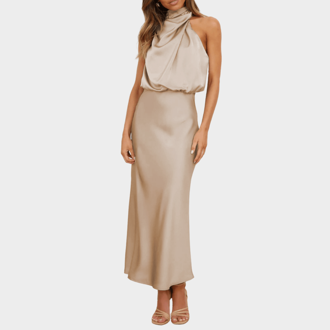 Women's Sleeveless Satin Dress – High-End Silk Feel – Elegant Socialite Style – Lightweight Evening Gown – Multiple Colours