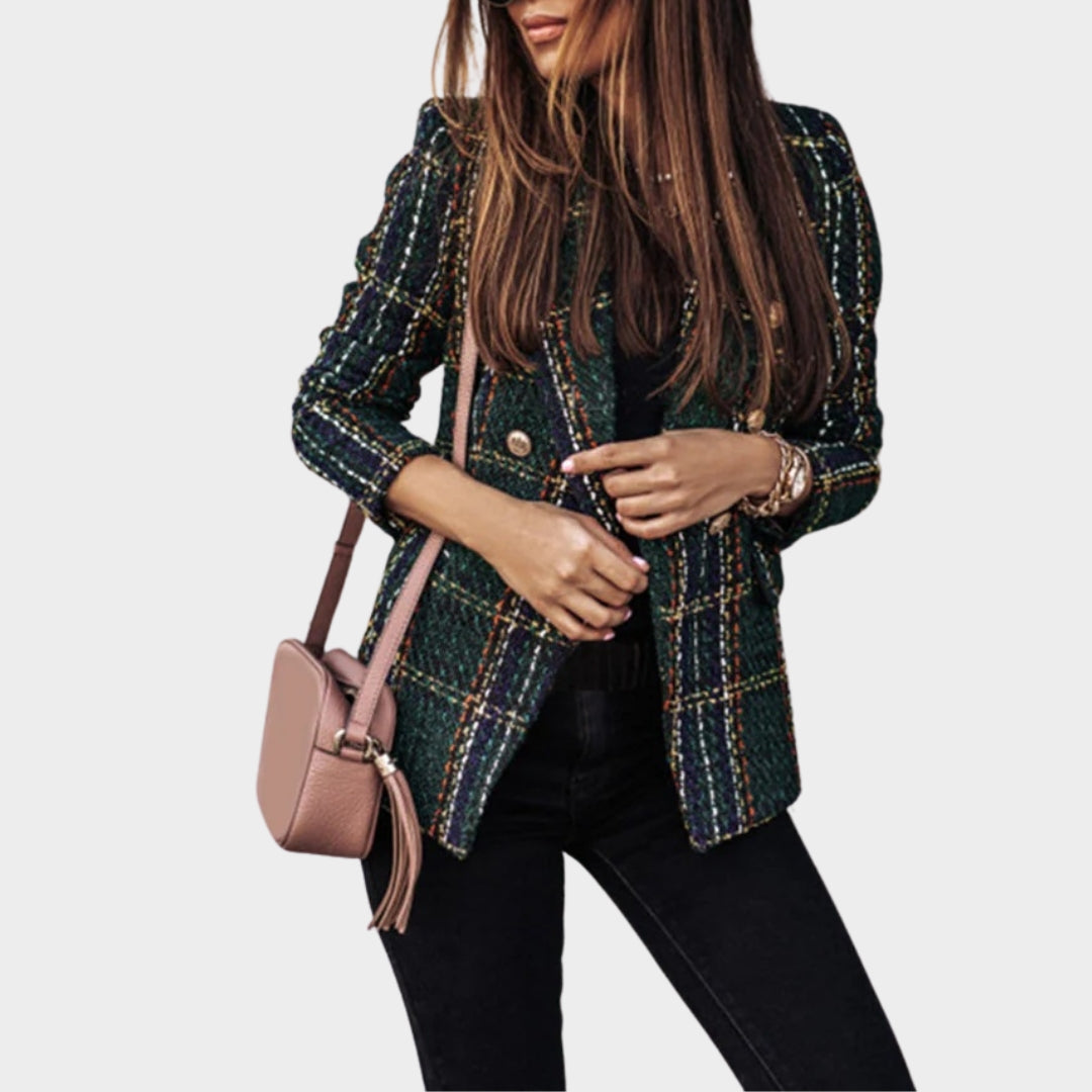 Women - Elegant Blazer - Double-Breasted - Plaid Pattern - Formal & Casual - Multiple Colours