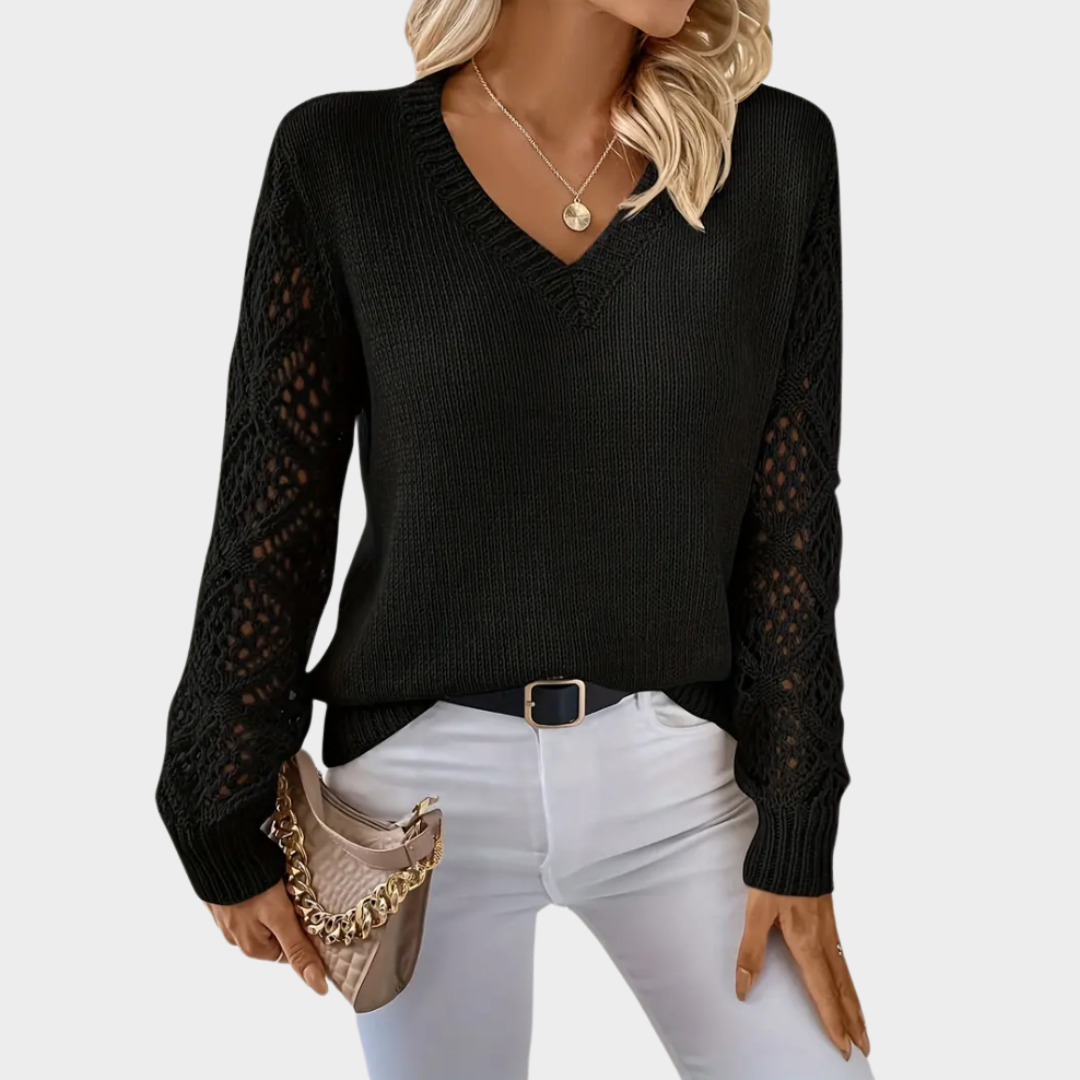 Women's Knit Sweater – V-Neck Pullover – Soft & Comfortable – Multiple Colours
