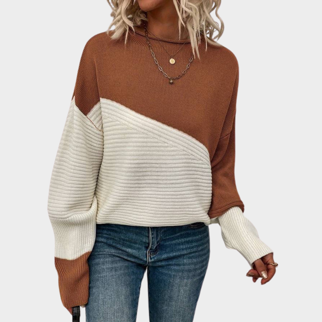 Women's Color Block Sweater – Knitted Pullover – Soft & Stylish – Modern Design – Multiple Colours