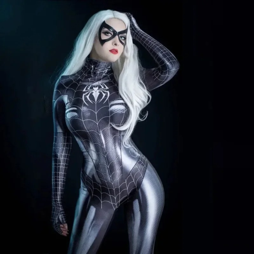 Women Superhero Cat Cosplay Costume – Halloween Jumpsuit Bodysuit with 3D Print Design – Tight Fit Party Outfit – Multiple Colours
