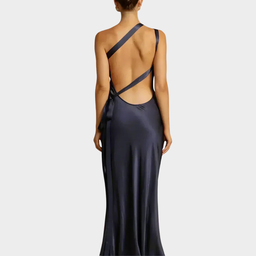 Women’s One-Shoulder Evening Dress – Elegant Satin Formal Gown – Draped Fit with Asymmetric Neckline – Multiple Colours