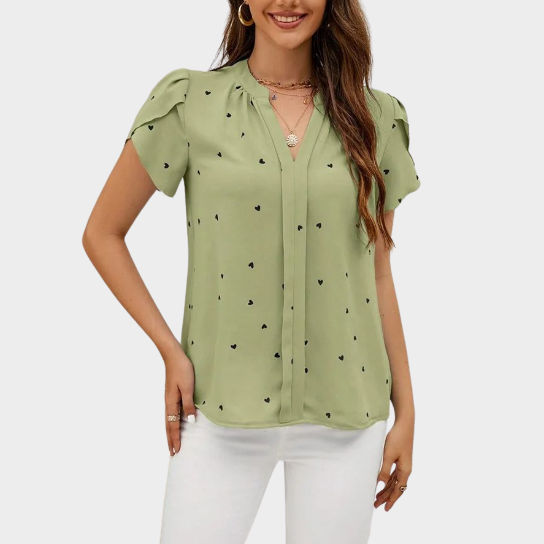 Women's V-Neck Blouse – Elegant Shirt – Stylish Button-Up – Lightweight Fabric – Multiple Colours