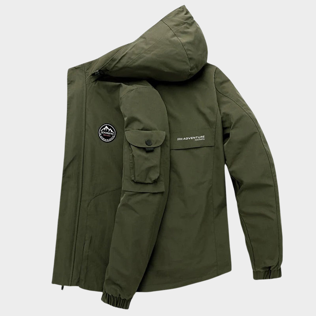 Men's Outdoor Waterproof Jacket - Hooded Casual Coat - Lightweight Nylon - Multiple Colours