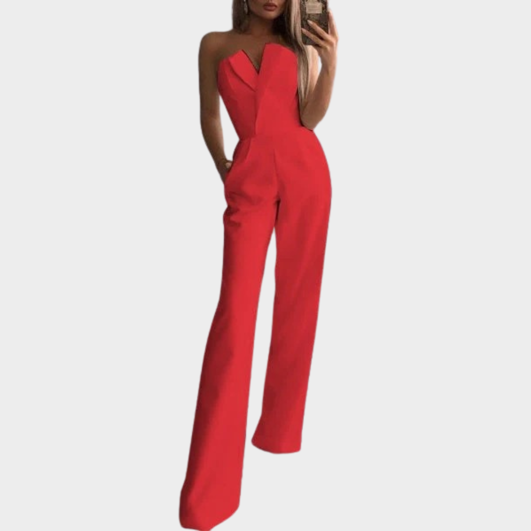 Women’s Elegant Strapless Jumpsuit – Slim Fit Sleeveless Office Chic Romper – Multiple Colours