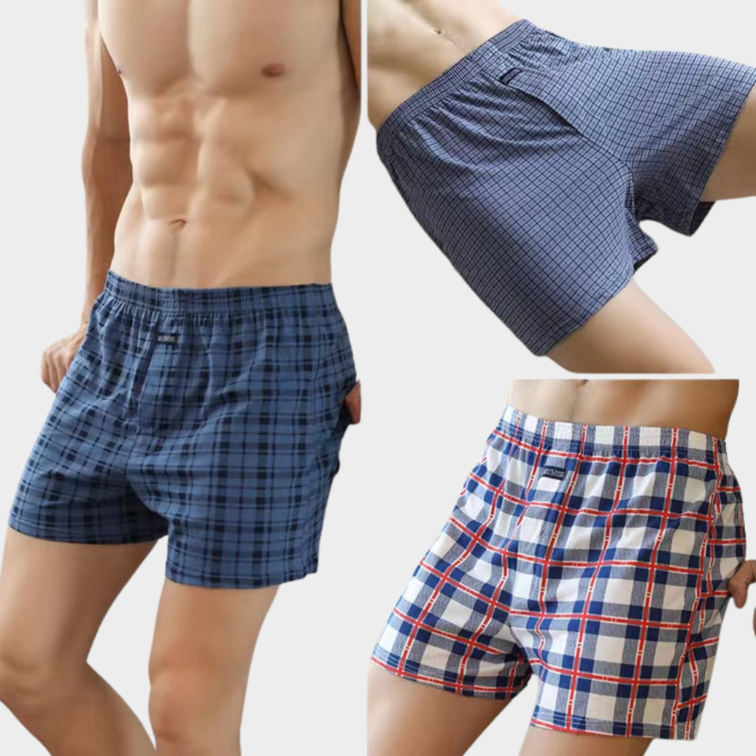 Men's High-Waist Cotton Boxer Shorts - Loose Fit - Breathable Pajama Pants - Soft & Comfortable - Multiple Colours