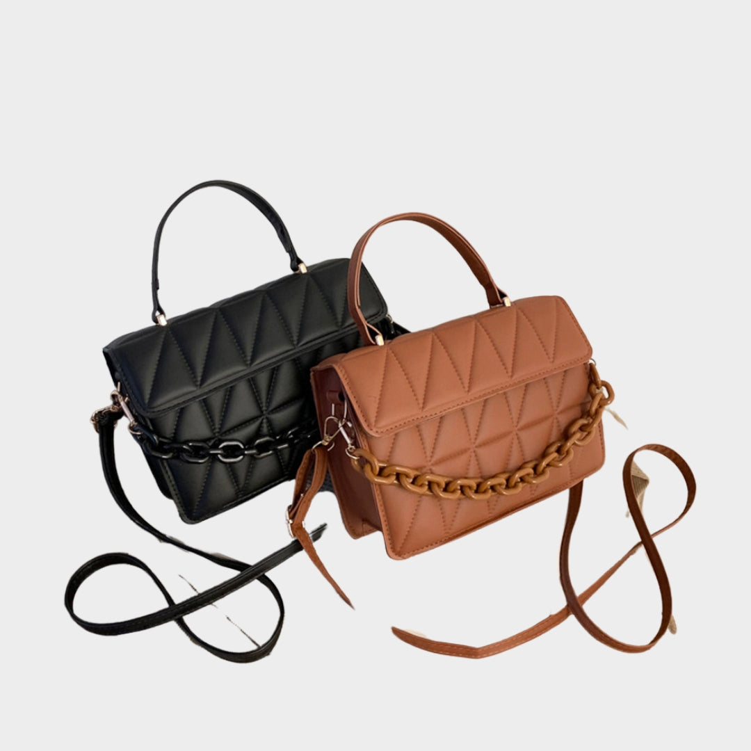 Fashion Checkered Women’s Shoulder Bag - Chain Crossbody Small Flap Top Handbag in Black, Brown, and More