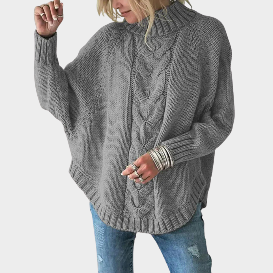 Women's Batwing Sleeve Sweater - Turtleneck - Knit Poncho - Warm & Stylish - Multiple Colours