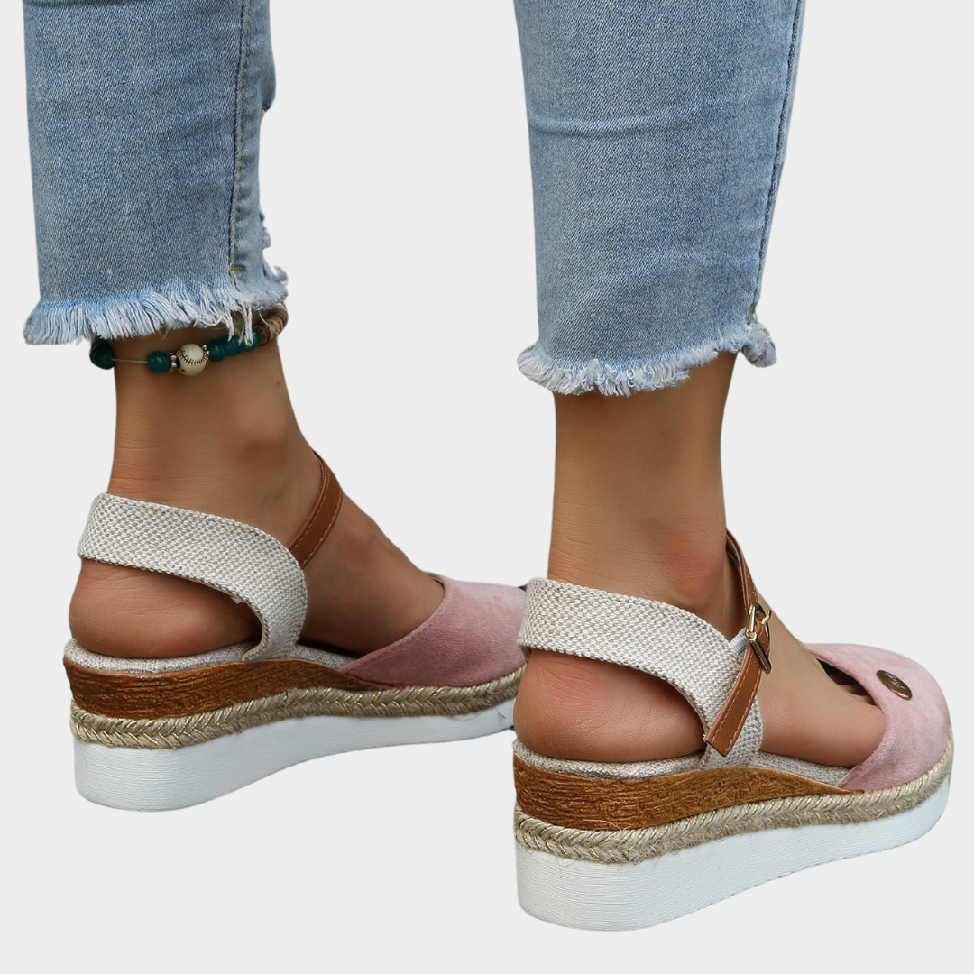 Women’s Closed-Toe Wedge Sandals – Espadrille Platform Fit with Buckle Strap and Gladiator Style – Lightweight Comfortable Design – Multiple Colours