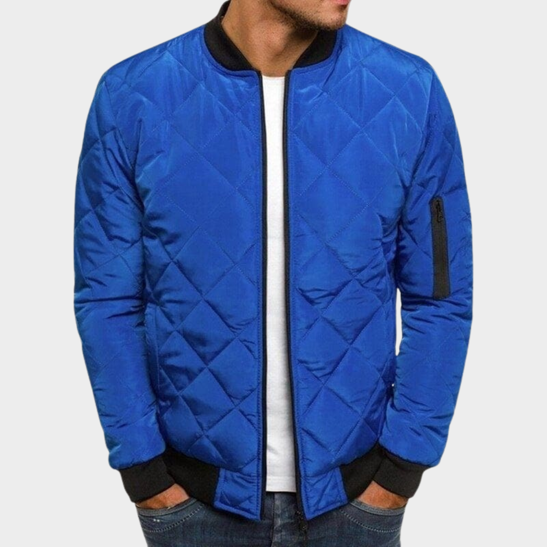 Men's Loose Fit Cotton Jacket – Solid Colour Coat with Argyll Padded Design – Warm Comfortable Outerwear – Multiple Colours
