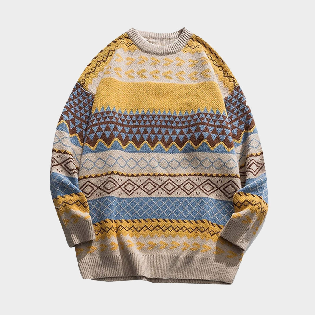 Women’s Vintage Striped Loose Sweater - Korean Style, Retro Knitted Pullover, Winter Casual, Grey, Coffee, and More