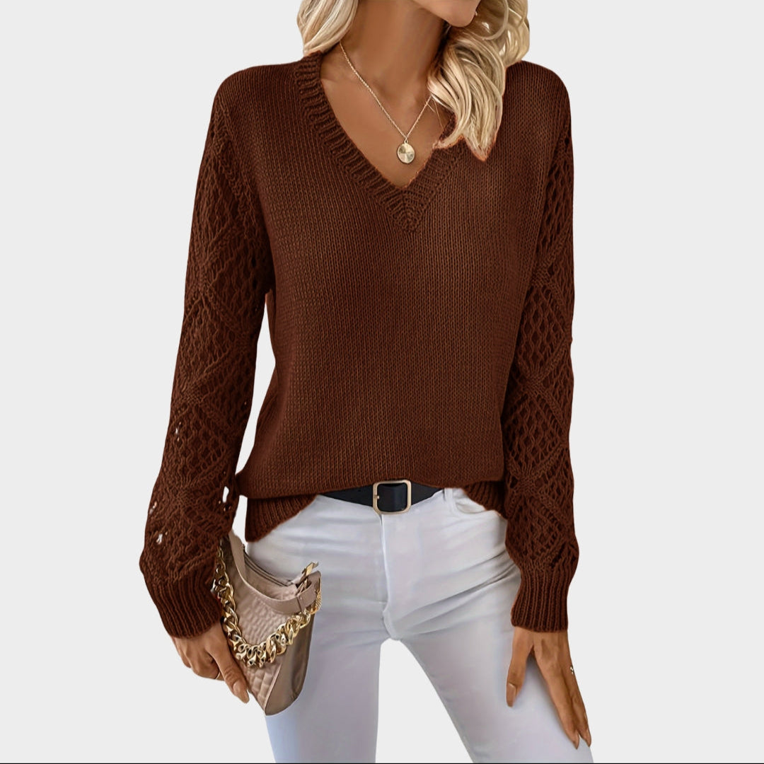Women’s V-Neck Knitted Sweater - Solid Colors, Casual Fit, Autumn Fashion, Multiple Colors