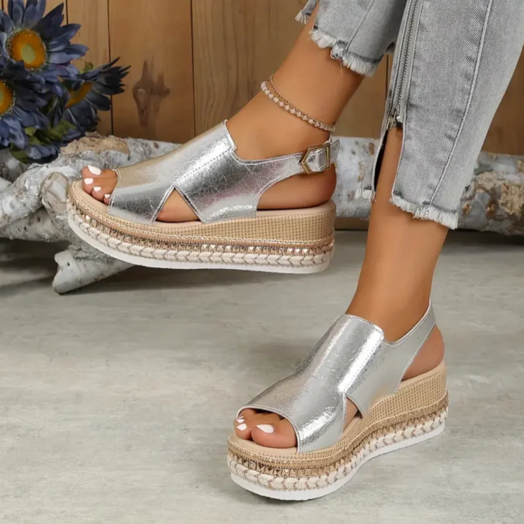Women’s Wedge Sandals – Lightweight Hemp Design – Peep Toe – Slip-On Comfort – Multiple Colours