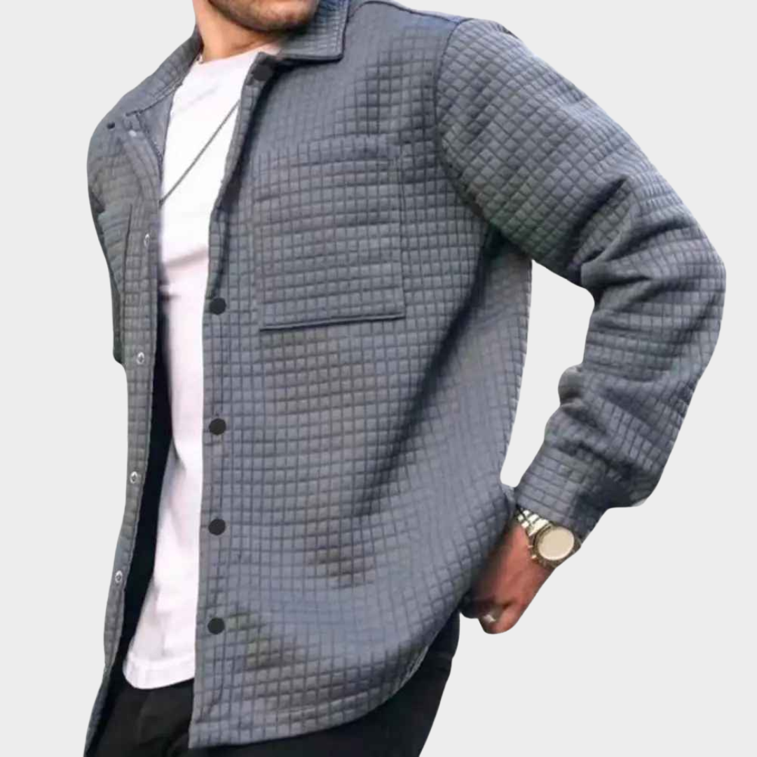 Men's Long Sleeve Cardigan Shirt Jacket – Turn-Down Collar with Patch Pocket – Soft Breathable Fabric – Multiple Colours