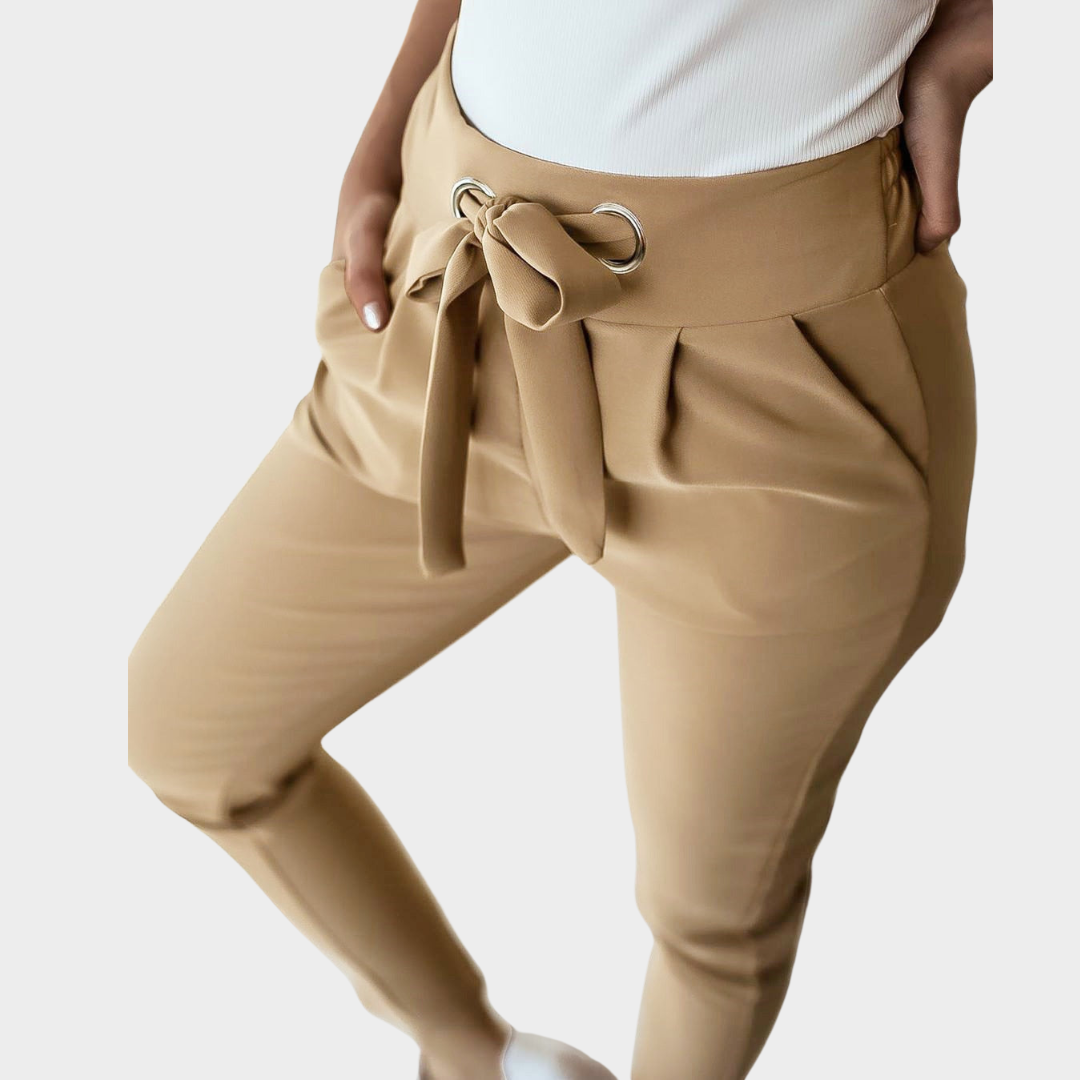 Women's High-Waist Pencil Trousers – Slim Fit – Bandage Detail – Pocket Design – Stylish Streetwear – Multiple Colours