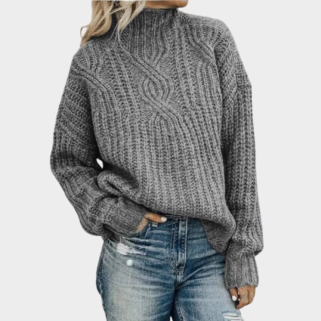 Women's Turtleneck Sweater – Twist Knitted Pullover – Warm Soft Knitwear – Classic Fit – Multiple Colours