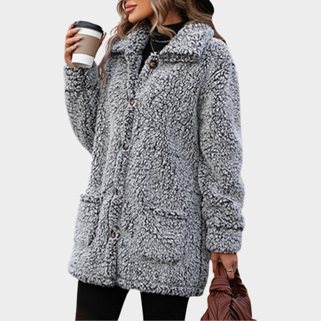 Winter Women’s Hooded Coat – Single Breasted, Thick Plush, Long Jacket, Black, Brown