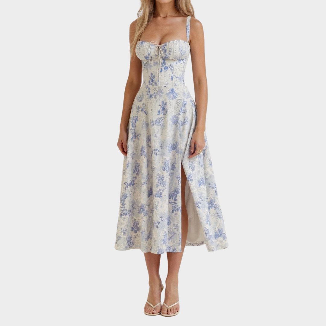 Women’s Long Corset Dress – Floral Print – Bandage Fit – Sleeveless Sundress Style – Lightweight Resort Wear – Multiple Colours