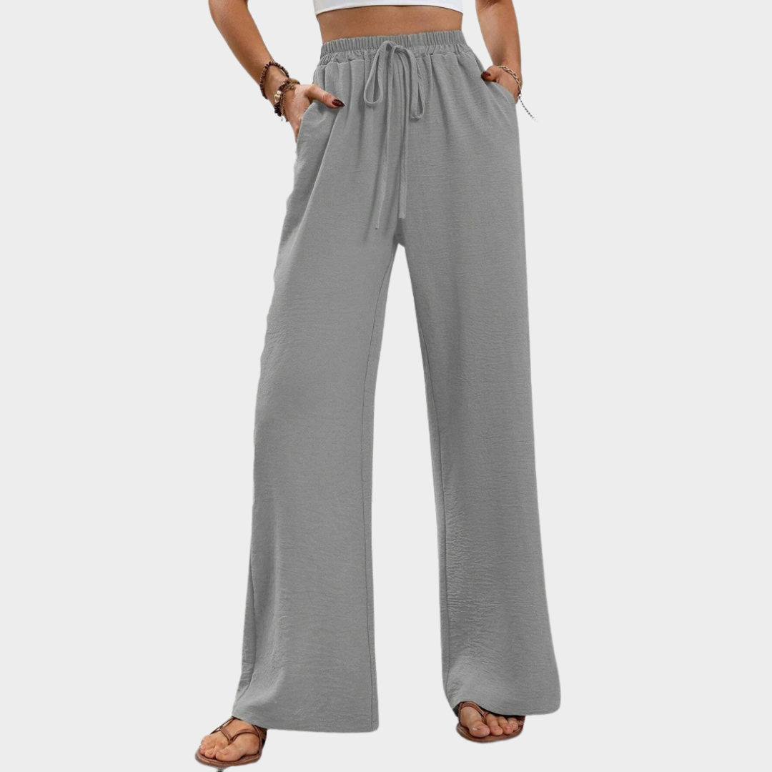 Women Wide Leg Casual Trousers – Floor Length Loose Fit Pants – Comfortable Solid Design – Multiple Colours
