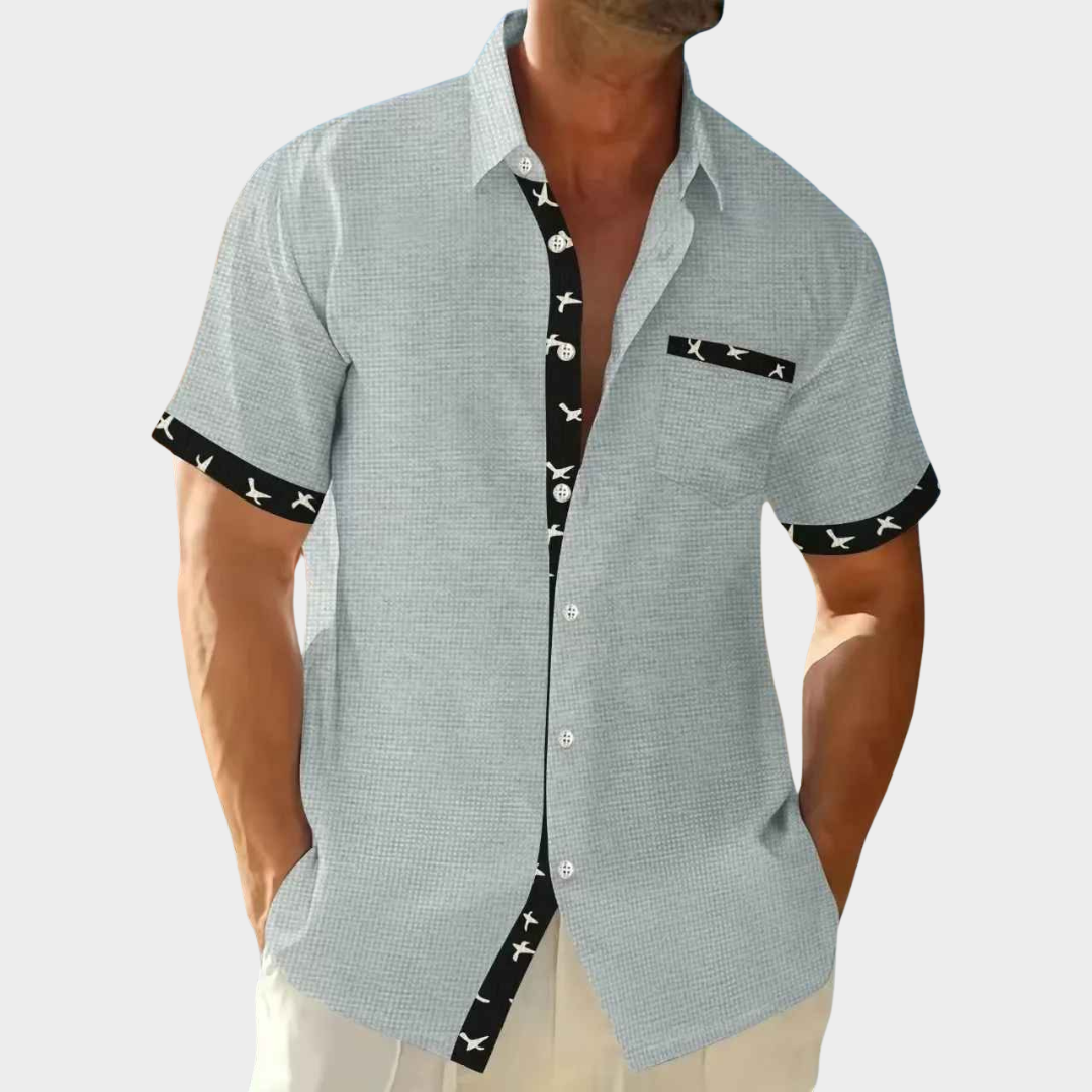Men's Shirt – Short Sleeve Open Cardigan Style Waffle Texture with Pocket – Multiple Colours