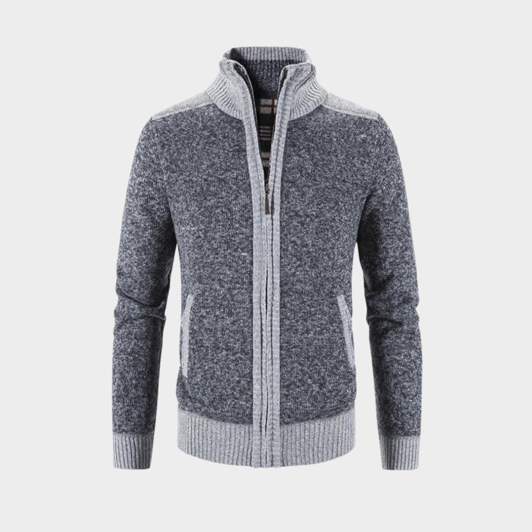 New Winter Men's Patchwork Coat - Knitted Cardigan, Long Sleeve, Slim Fit, Warm Zipper Outerwear, Blue, Coffee, Grey, Dark Grey