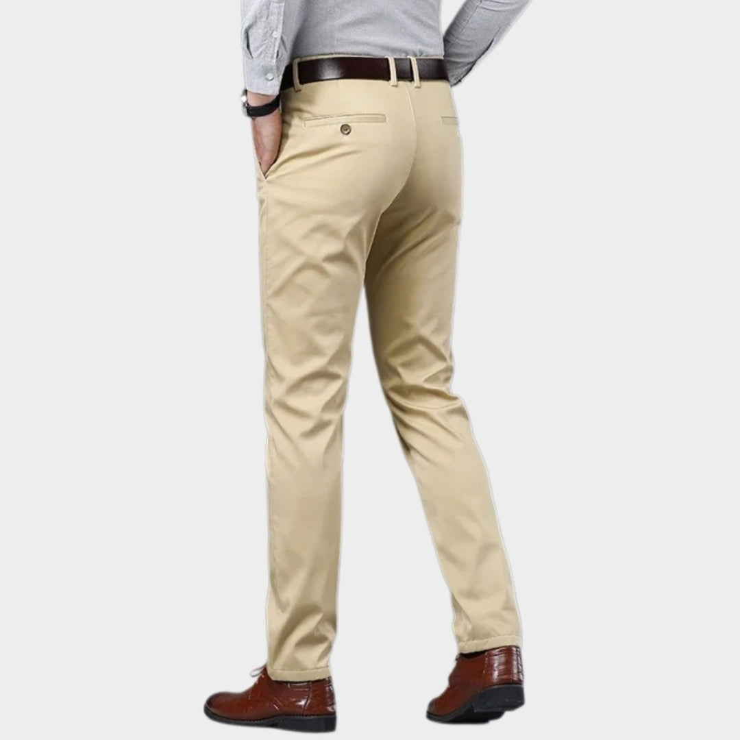 Men’s Winter Fleece-Lined Cotton Pants - Thicker Warm Business Casual Straight Elastic Trousers, Light Khaki, Dark Khaki, and More