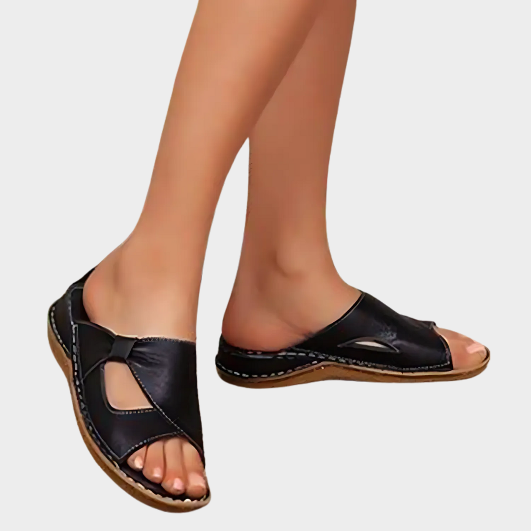 Women Orthopedic Flat Sandals – Wedge Platform Design – Casual Open Toe Slip On Style – Supportive Fit – Multiple Colours
