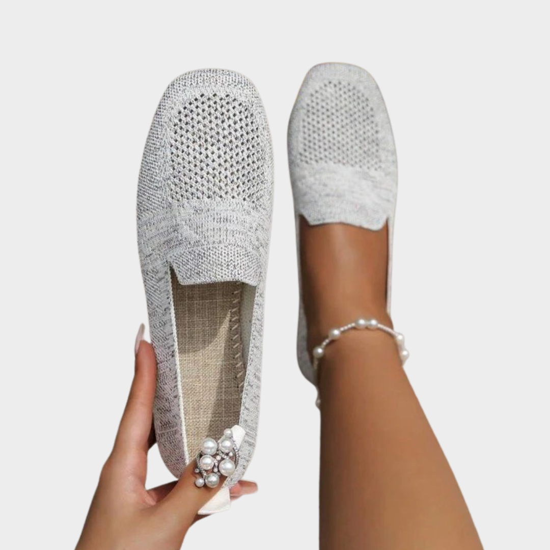 Women Casual Slip On Flats – Square Toe – Mesh Knit – Soft Bottom – Multiple Colours