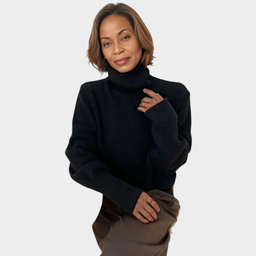 Women's Loose Cashmere Sweater – High Neck, Long Sleeves, Winter Knitwear