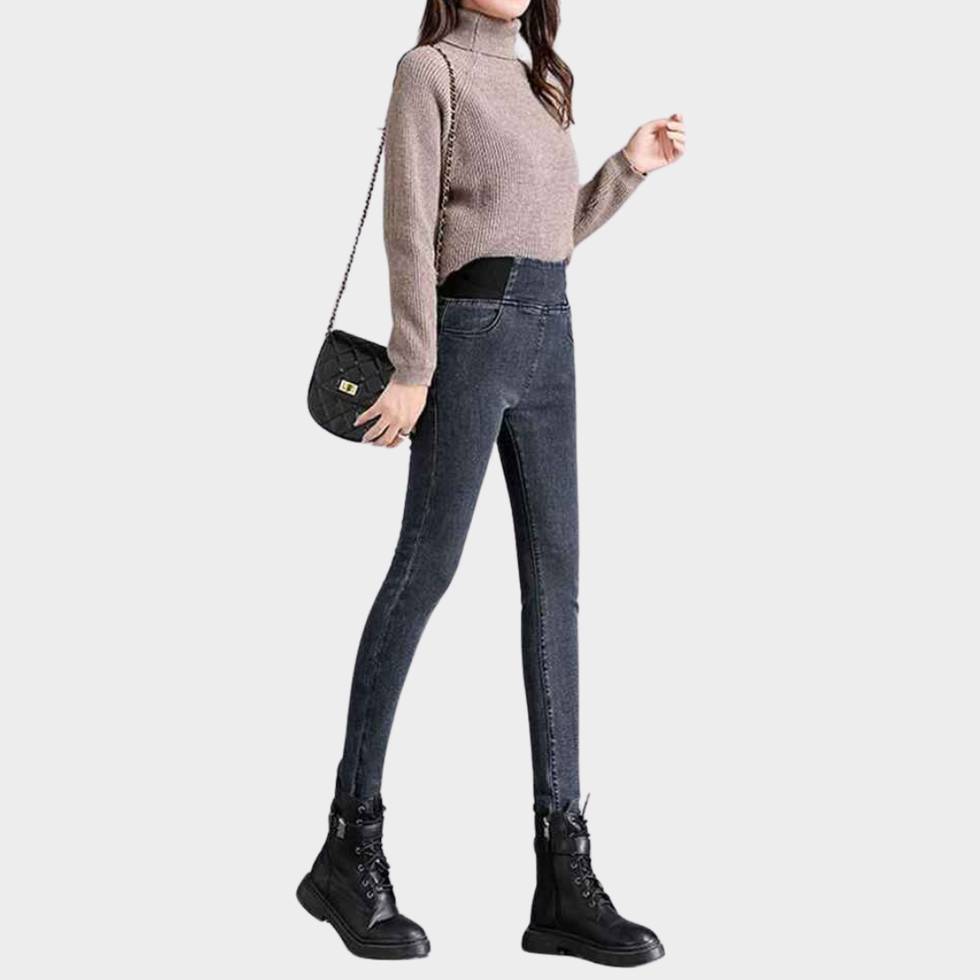 Women's High-Waist Skinny Jeans - Slim Fit Stretch Denim - Vintage Wash Pencil Trousers - Multiple Colours