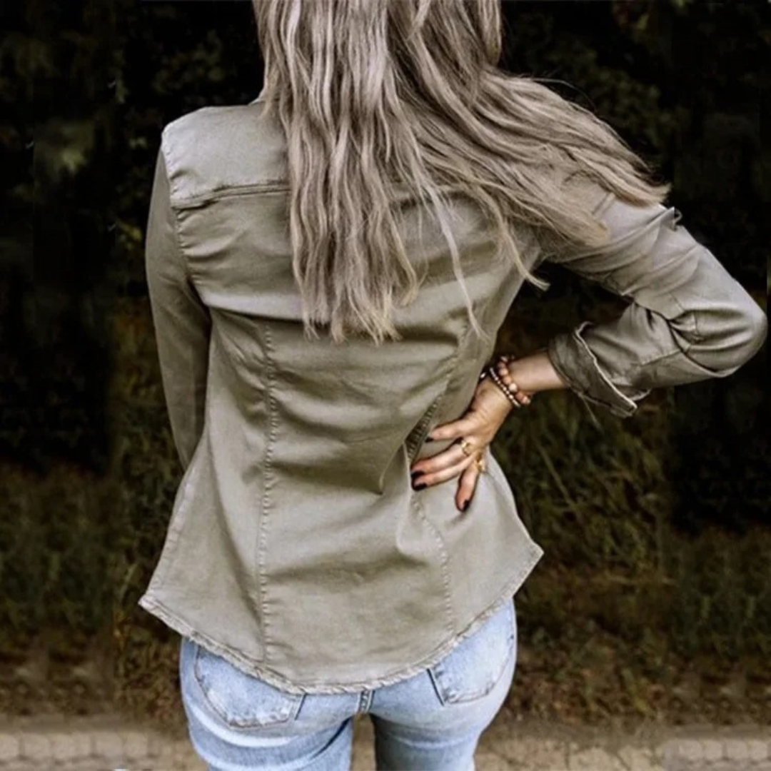 Women’s Longline Denim Jacket – Relaxed Fit Shirt Style – Button Front – Versatile Casual Outerwear – Multiple Colours